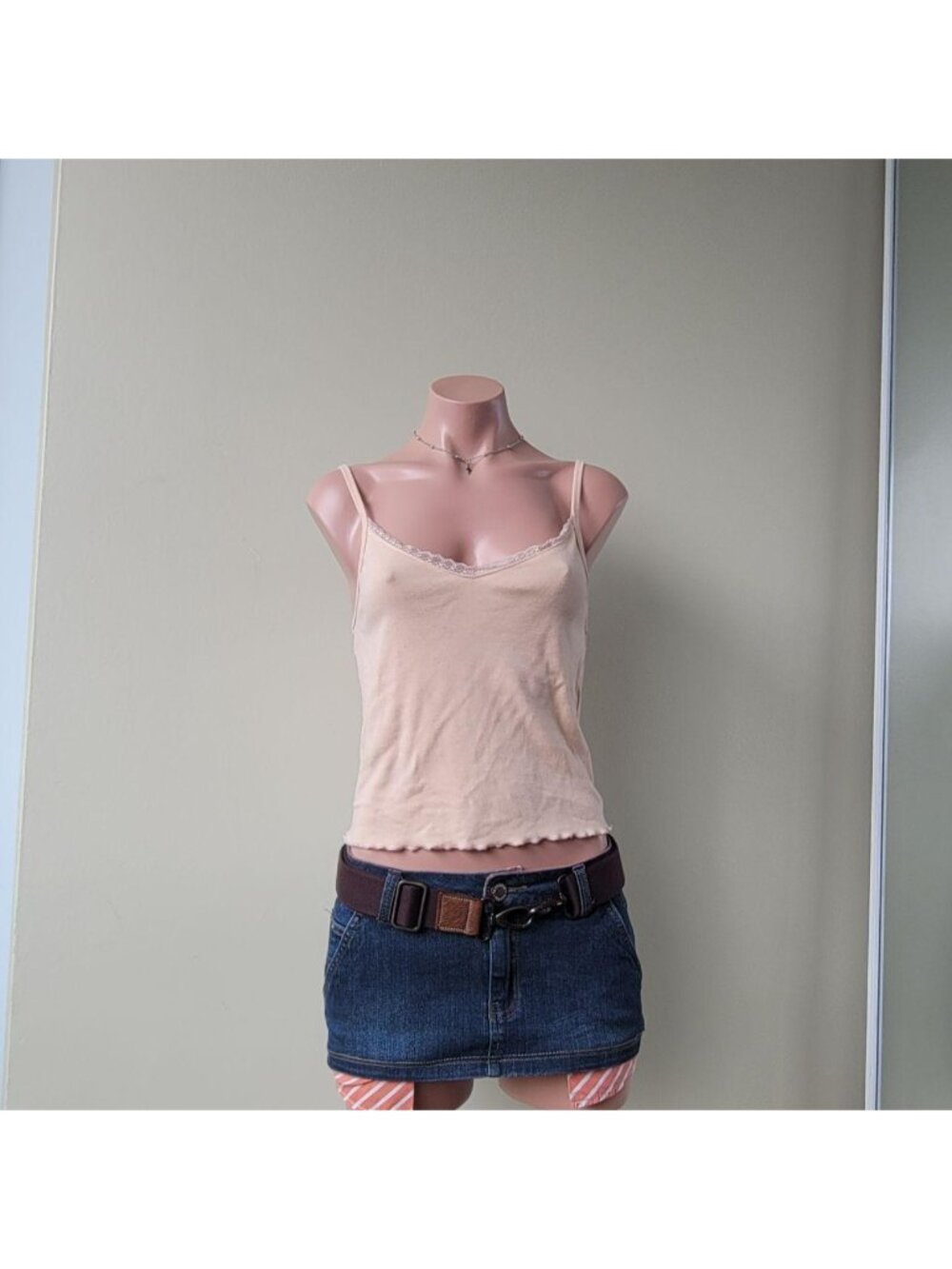 American Eagle Soft Apricot Peach Lace Inset Cami Tank Top (M)